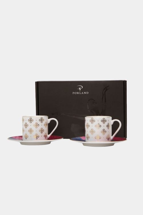 Beyaz Arabesque Desen6 Kahve Takımı 4 Parça