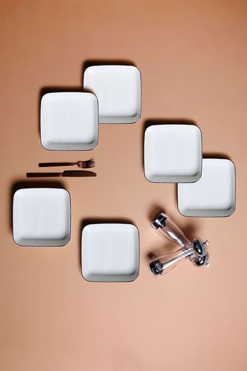 Beyaz Blue Stripe 6lı Kase Seti 12x12cm 