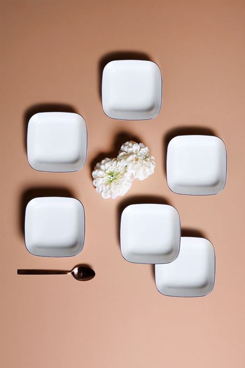 Beyaz Blue Stripe 6lı Kase Seti 21x21cm 