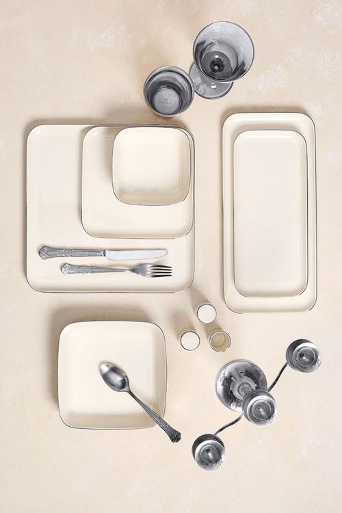 Beyaz Porland Chopin Altın 27 Parça 6 Kişilik Yemek Takımı